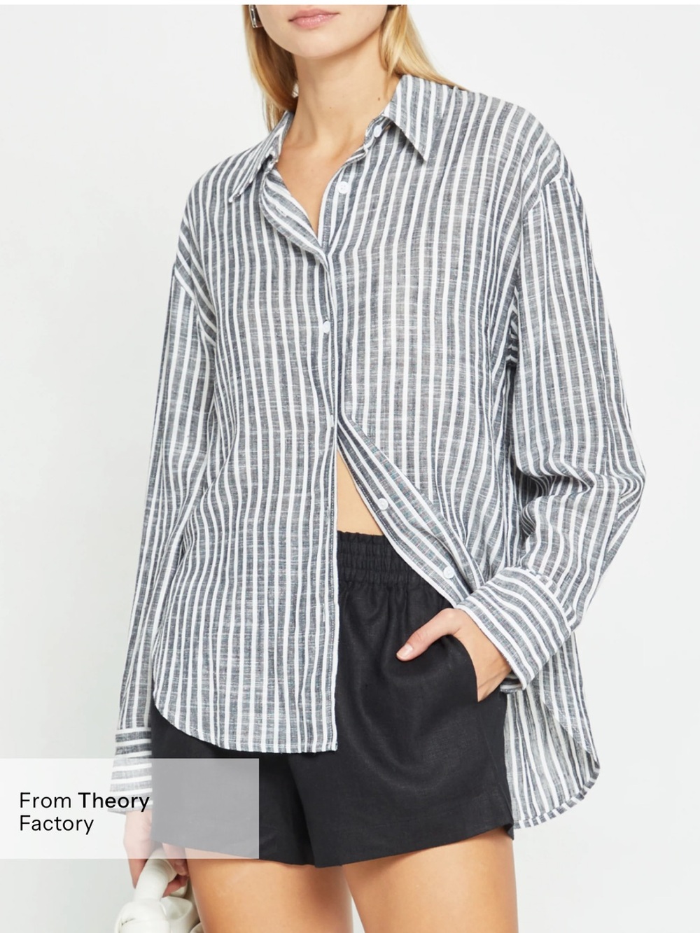 NWT Few Moda Billy Oversized Linen Blend Striped Top. Size S